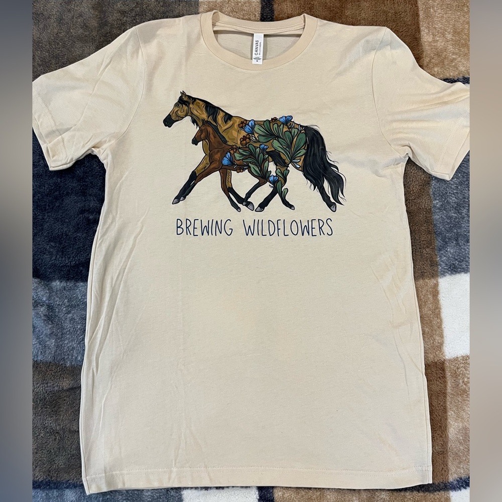 Horses and Flowers Graphic T-Shirt